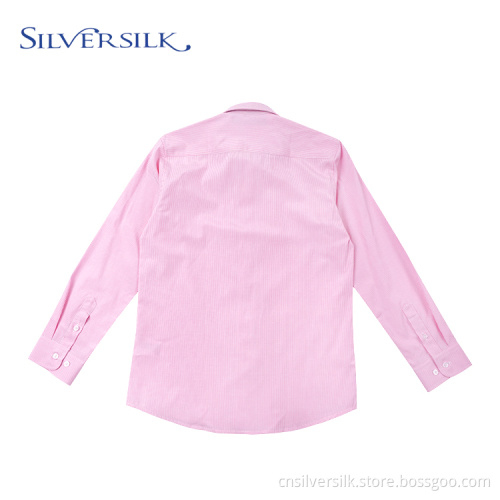 Frühlings-Langarm-Executive-Rosa-Jungenhemden